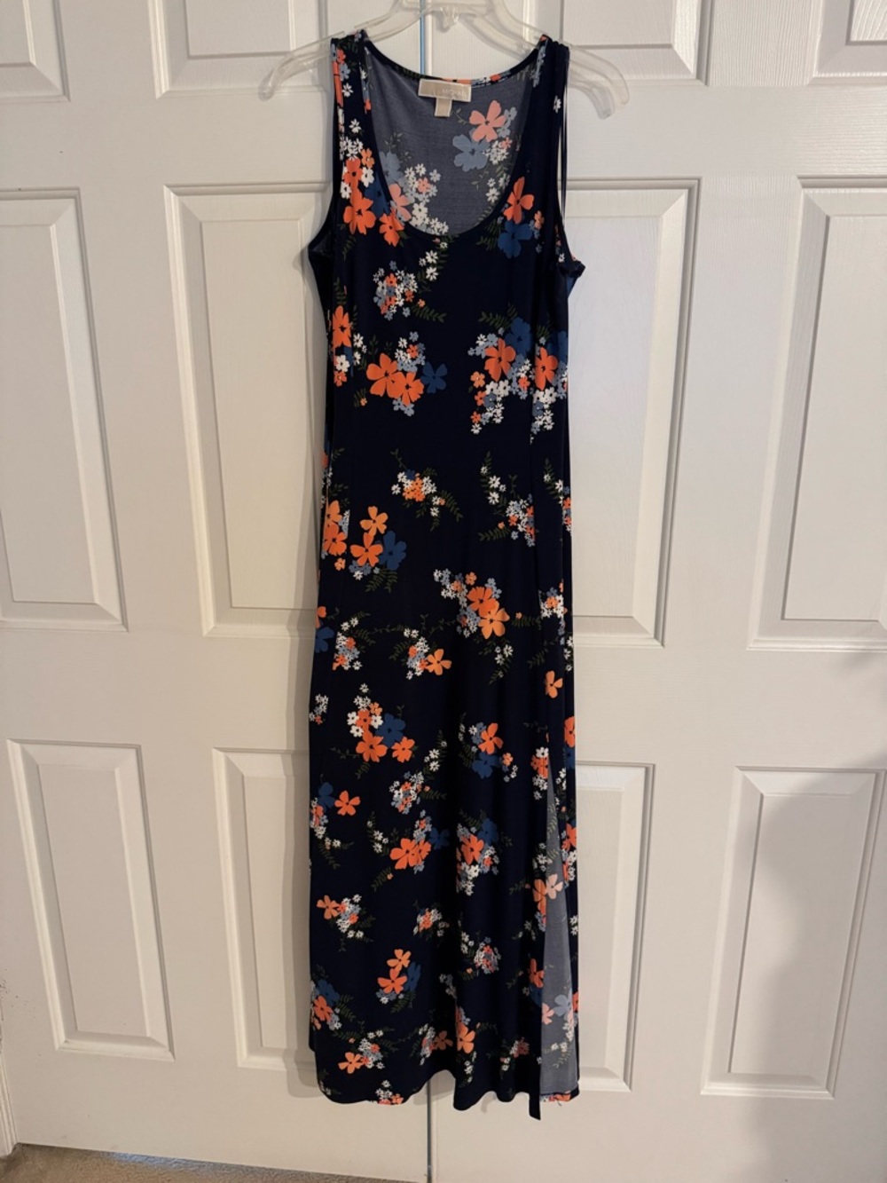 MICHAEL Michael Kors Navy Floral Maxi Dress with Orange & Blue Blooms